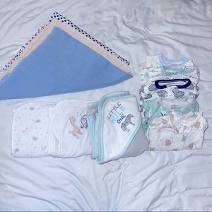 Infant 0-3 Months Boy Blue Sleep and Bath Set